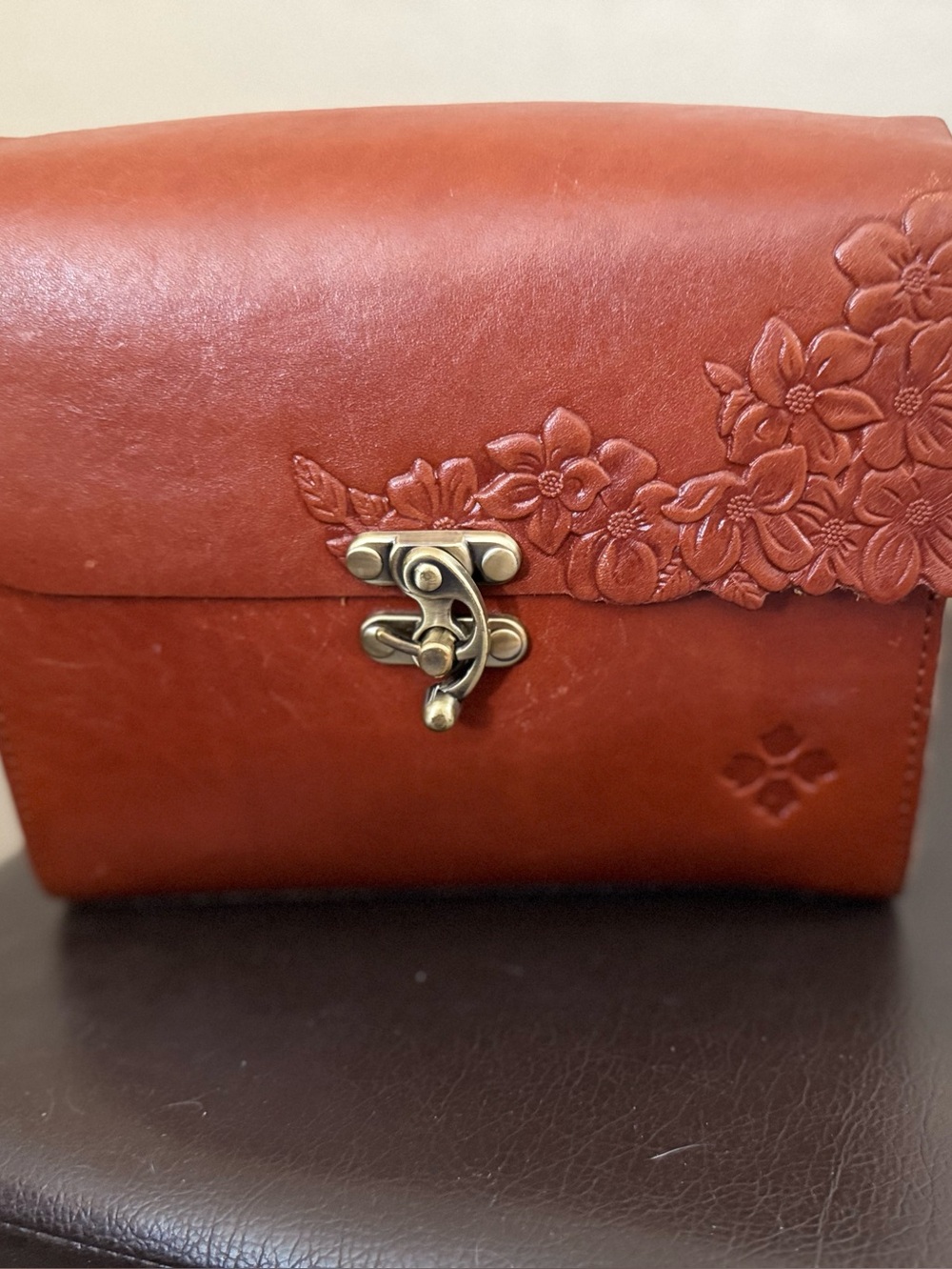 Patricia Nash Tooled Leather Crossbody with Turn Lock